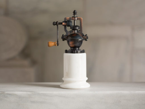 Old Fashioned Pepper Mill in white marble
